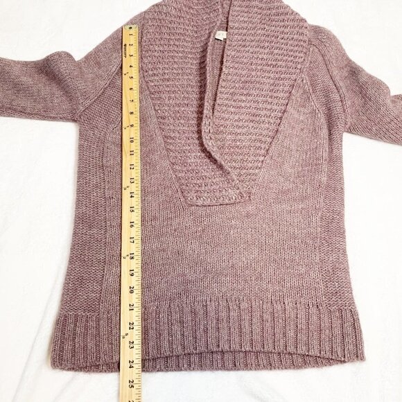 LOFT blush pink deep vneck collar alpaca wool blend long sleeve pullover sweater - Picture 8 of 8